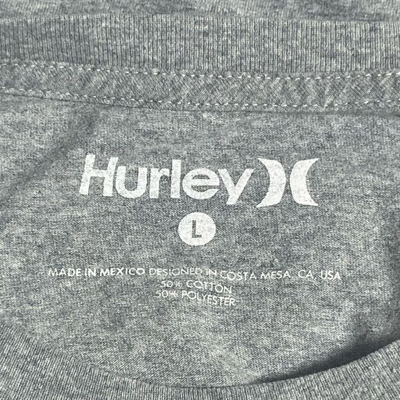 Hurley Men’s Long Sleeve Logo T-Shirt Gray Size Large Crewneck Surf Skate - Picture 5 of 8